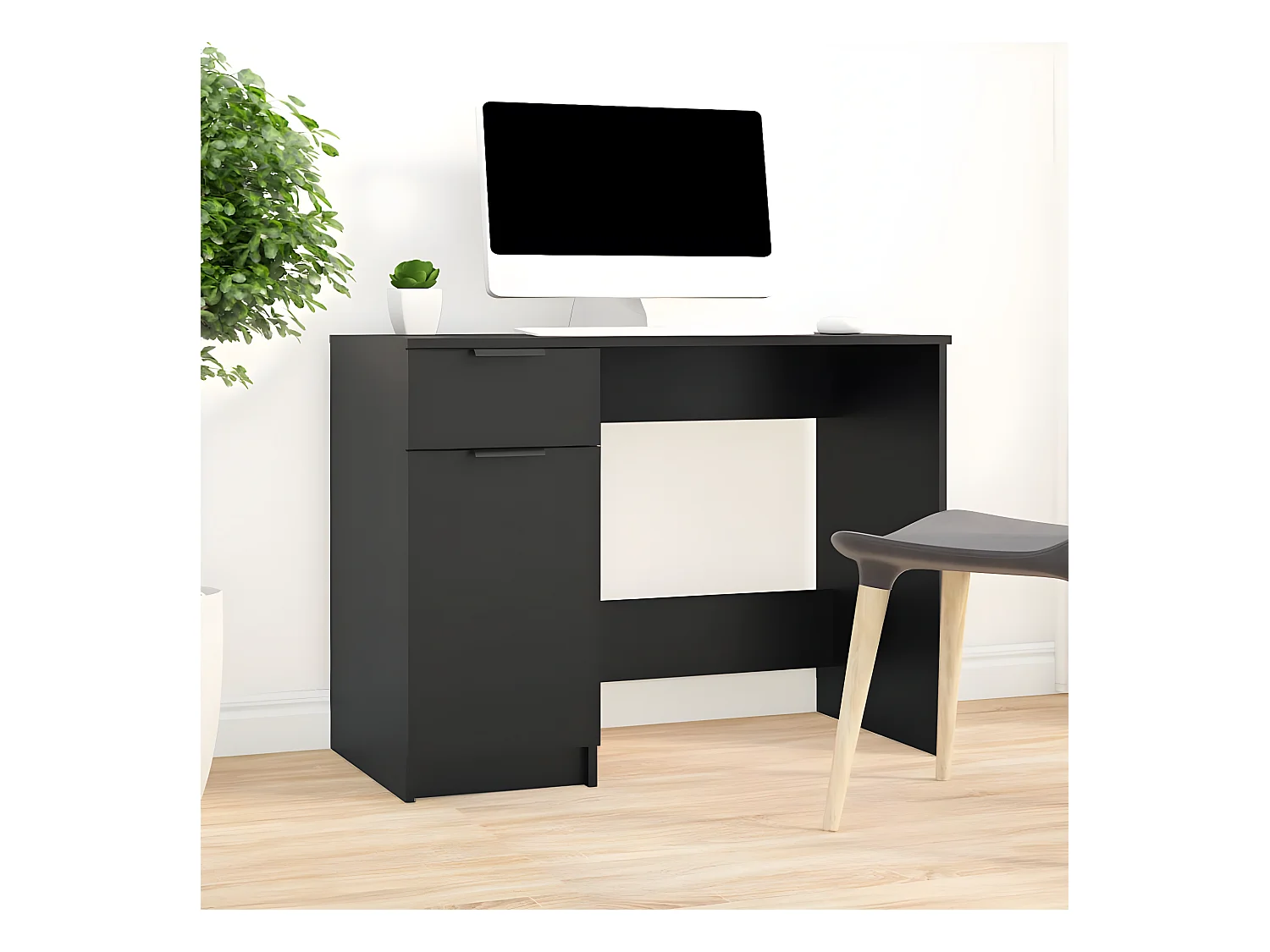 Bureau noir 100x50x75 cm bois d'ingénierie