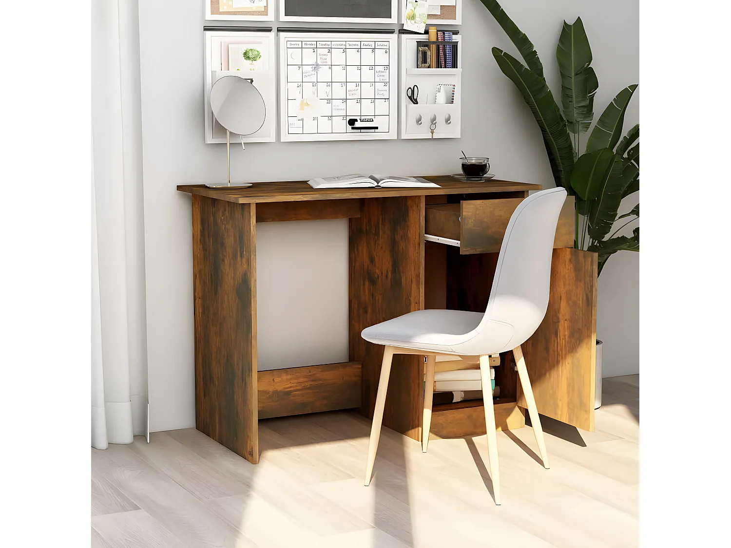 Bureau 100x50x76 cm bewerkt hout gerookt eikenkleurig