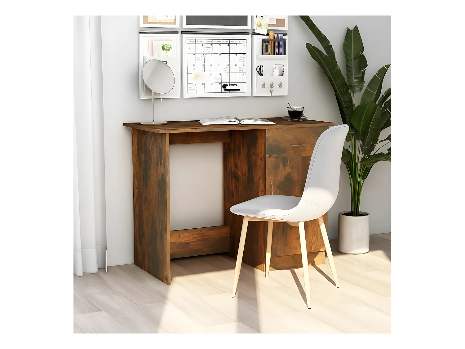 Bureau Chêne fumé 100x50x76 cm Bois d'ingénierie