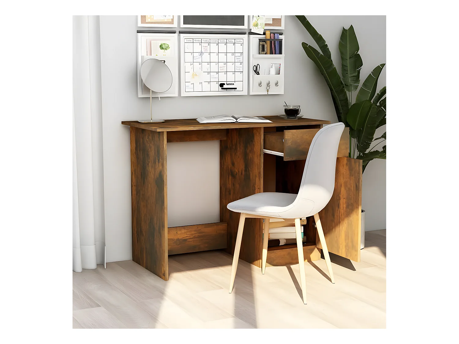 Bureau Chêne fumé 100x50x76 cm Bois d'ingénierie