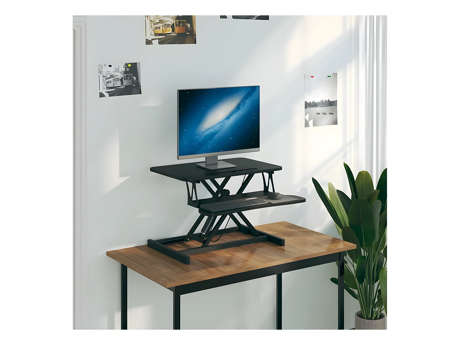 Bureau de travail réglable 60x40x(13-41,5) cm Acier et bois