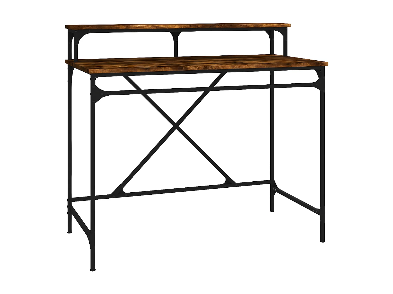 Bureau chêne fumé 100x50x90 cm bois d'ingénierie et fer