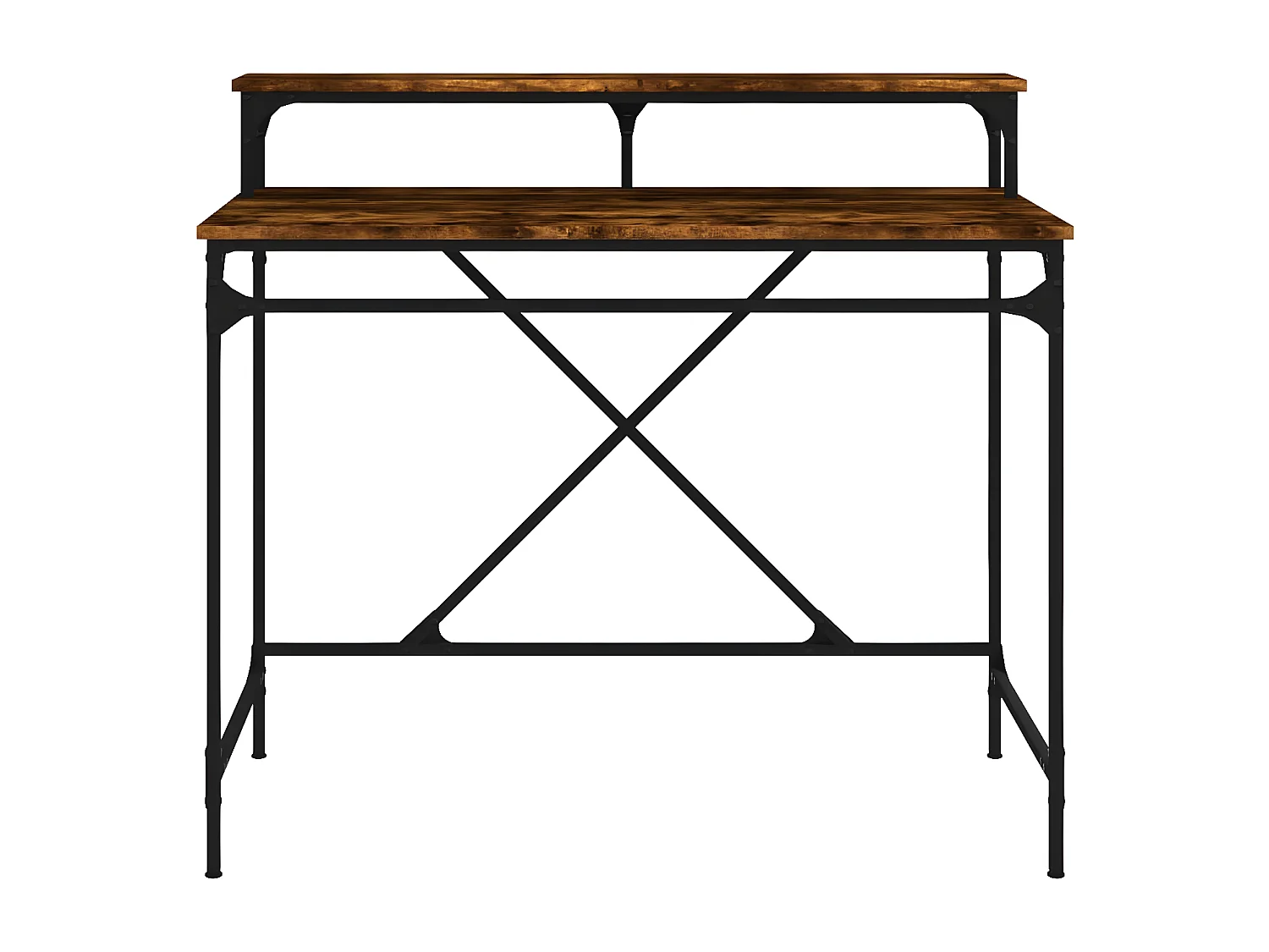 Bureau chêne fumé 100x50x90 cm bois d'ingénierie et fer