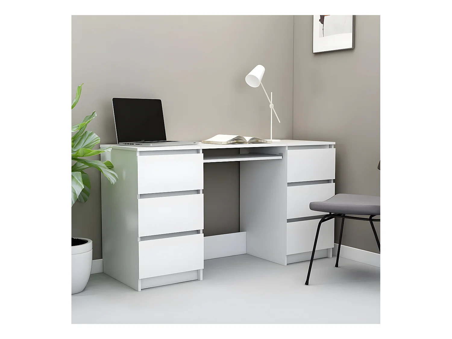 Bureau Blanc 140x50x77 cm Bois d'ingénierie