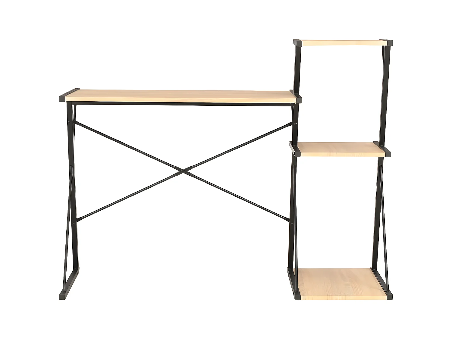 Bureau avec étagère Noir et chêne 116x50x93 cm