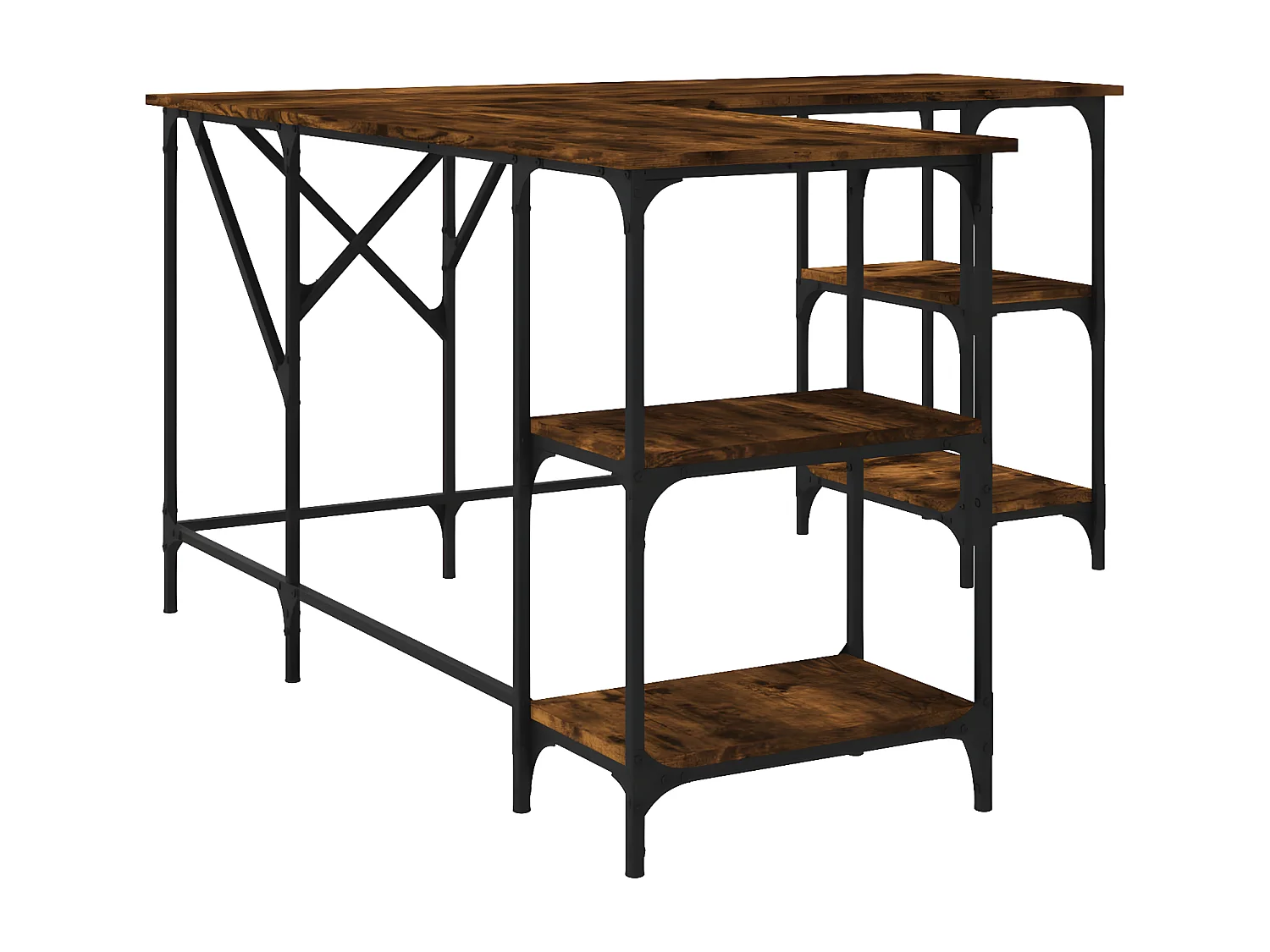 Bureau chêne fumé 139x139x75 cm bois d'ingénierie