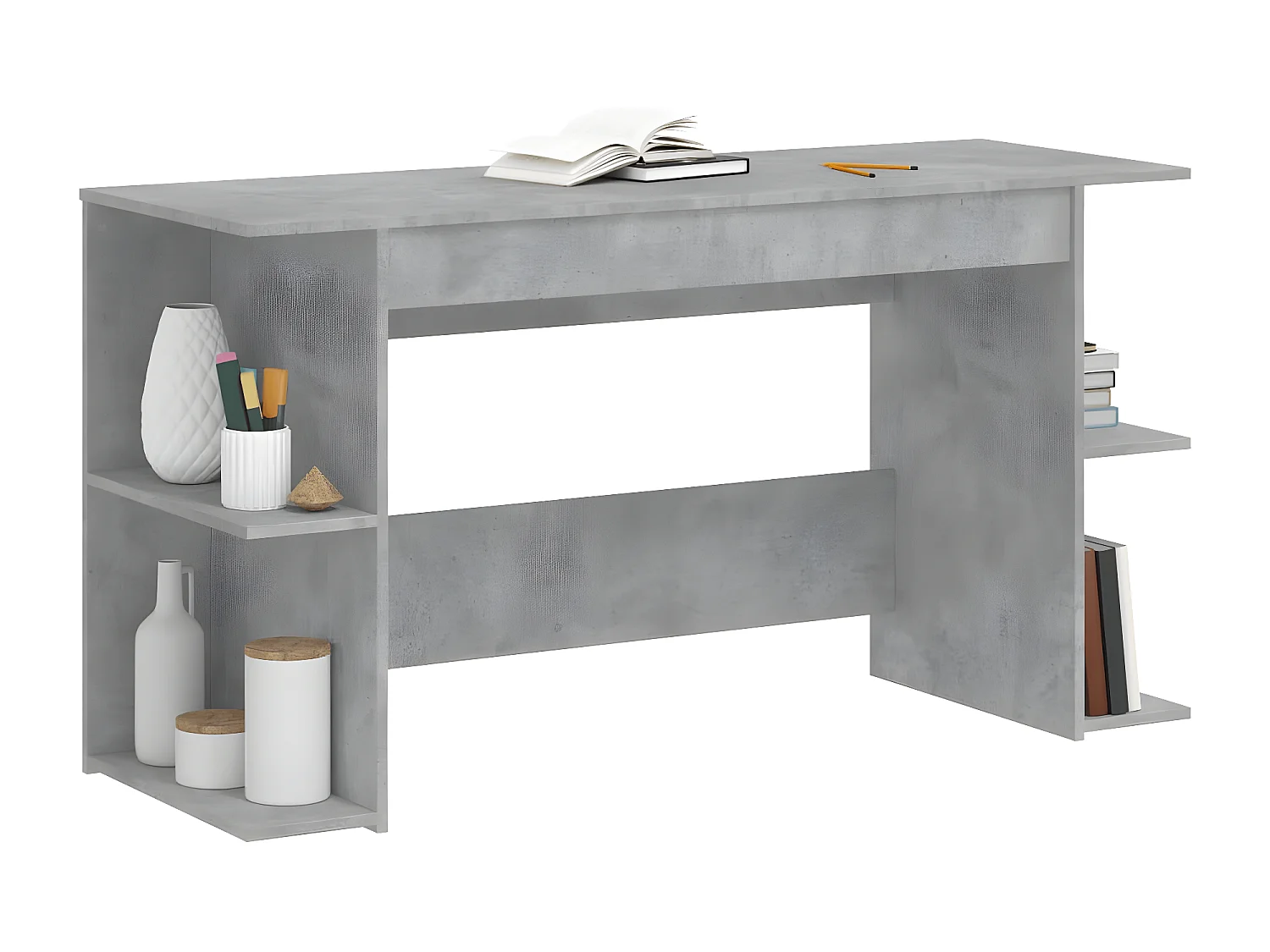 Bureau gris béton 140x50x75 cm bois d'ingénierie