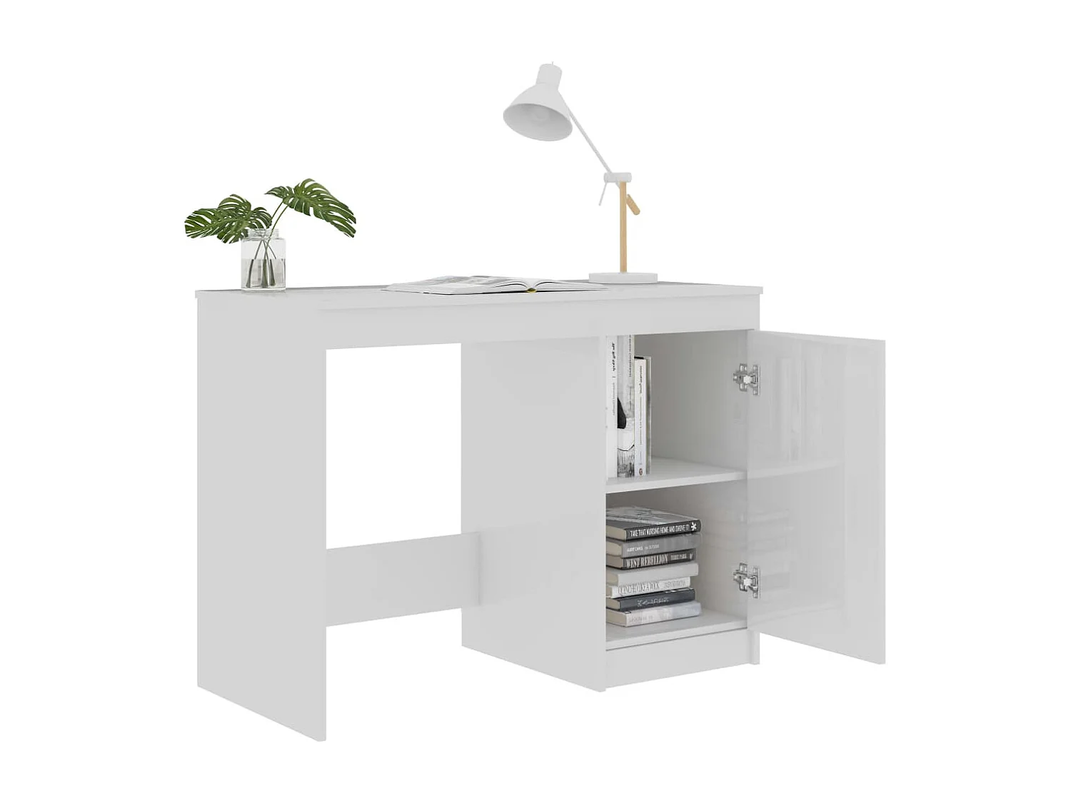 Bureau Blanc brillant 100x50x76 cm Aggloméré