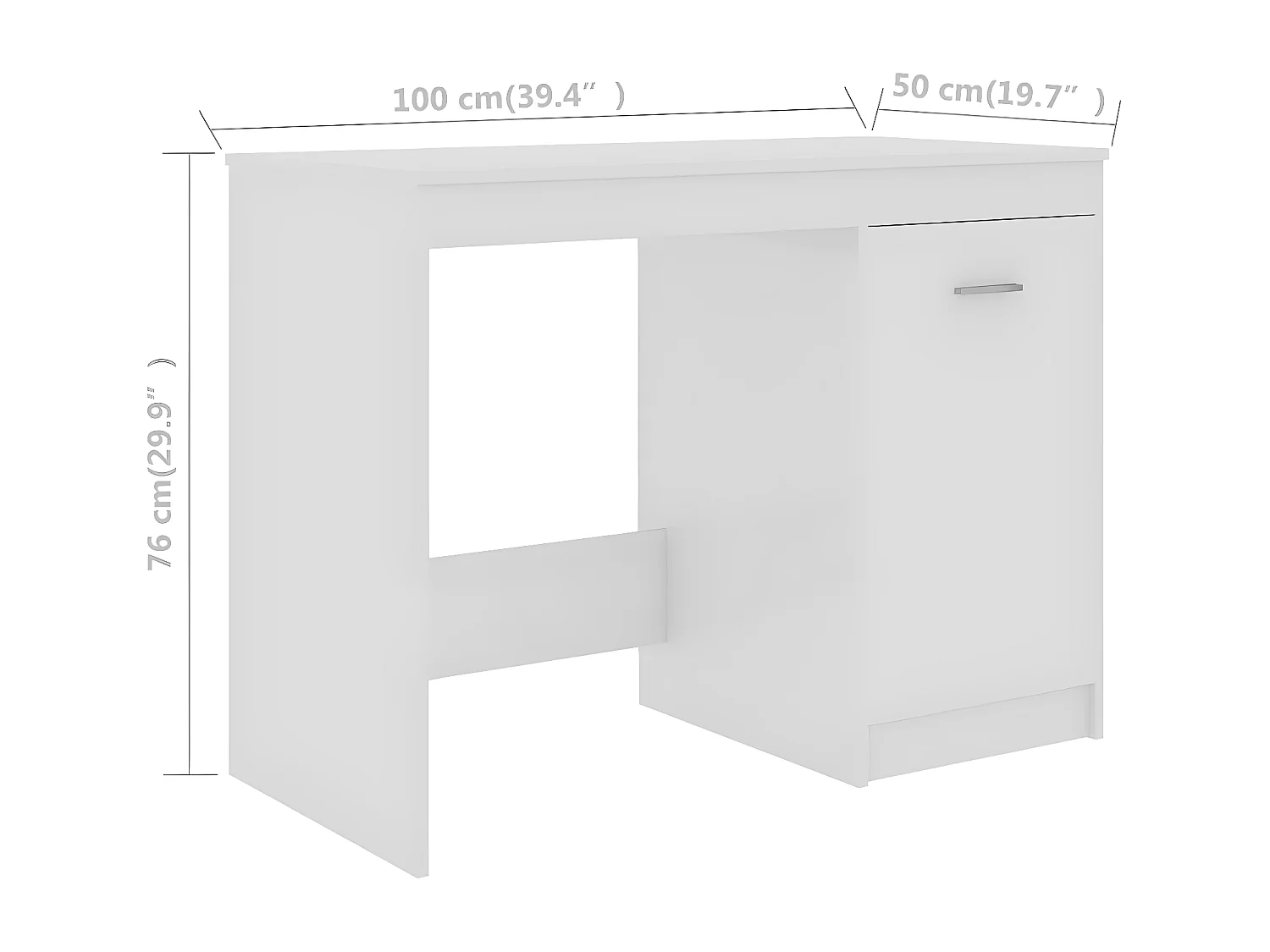 Bureau Blanc brillant 100x50x76 cm Aggloméré