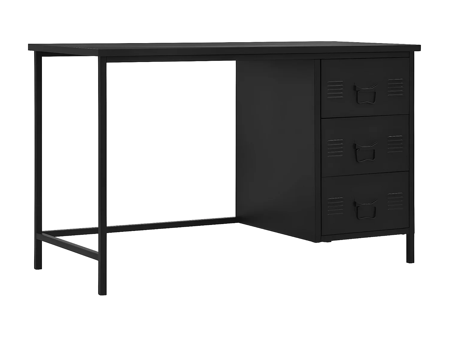 Bureau industriel avec tiroirs Noir 120x55x75 cm Acier