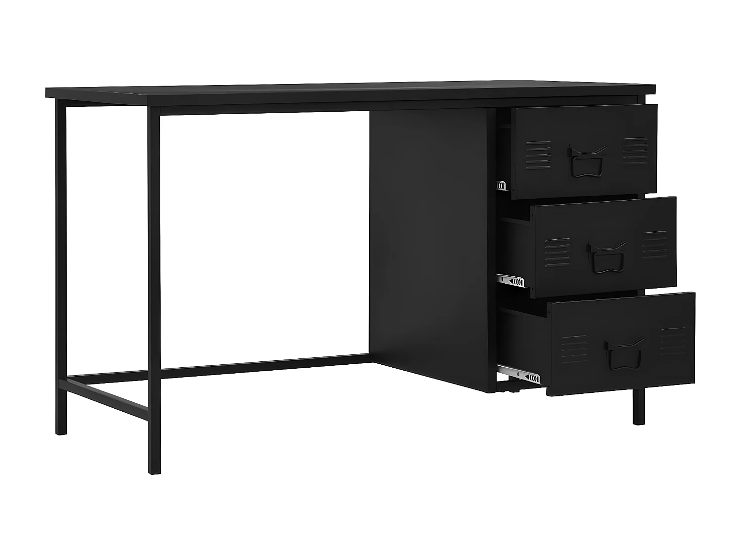 Bureau industriel avec tiroirs Noir 120x55x75 cm Acier