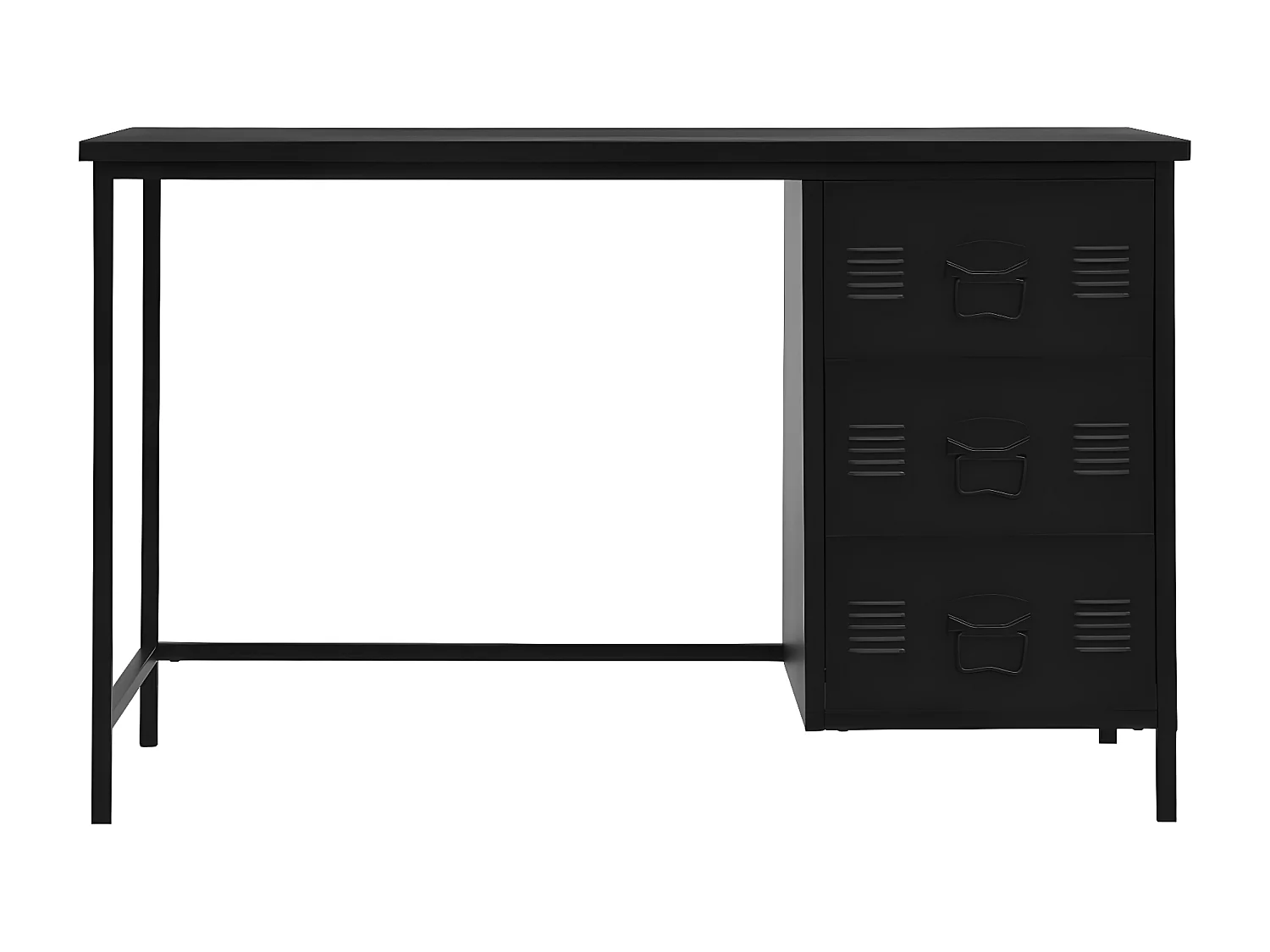 Bureau industriel avec tiroirs Noir 120x55x75 cm Acier