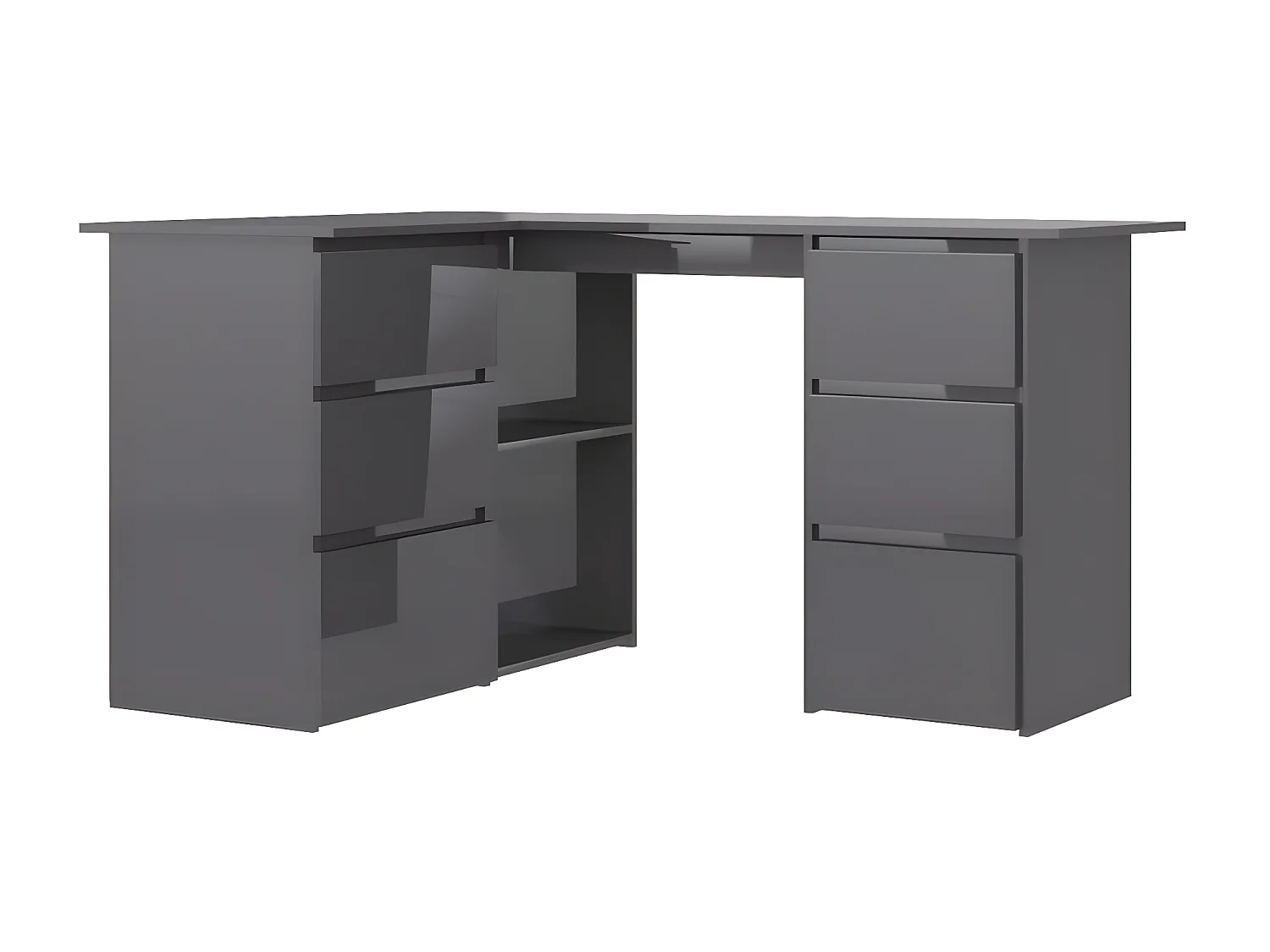 Bureau d'angle Gris brillant 145x100x76 cm Aggloméré