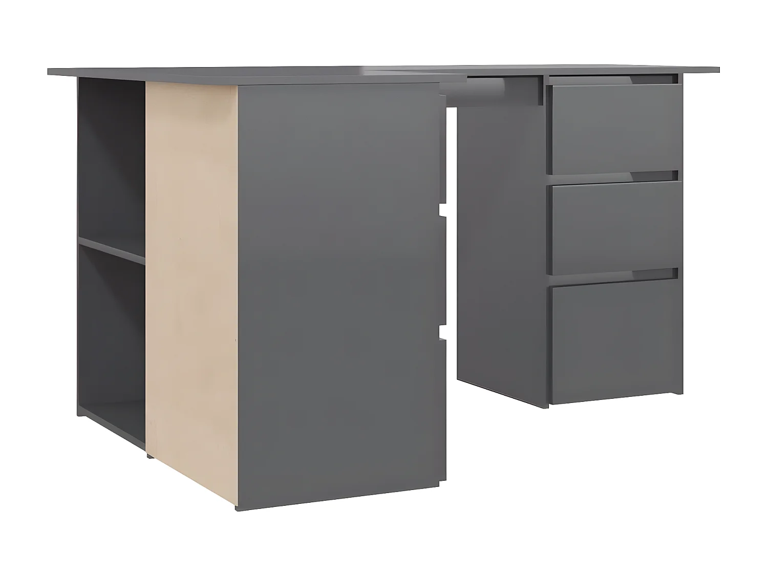 Bureau d'angle Gris brillant 145x100x76 cm Aggloméré