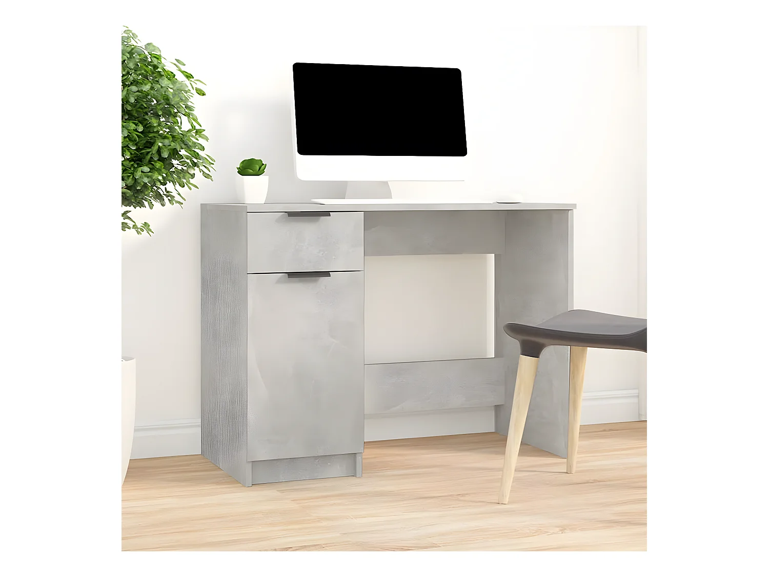 Bureau Gris béton 100x50x75 cm Bois d'ingénierie