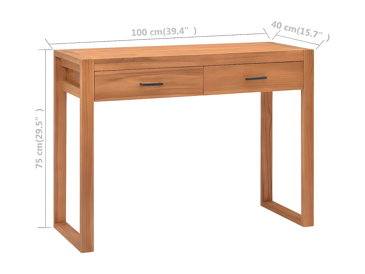 Escritorio con 2 cajones madera reciclada de teca 100x40x75 cm