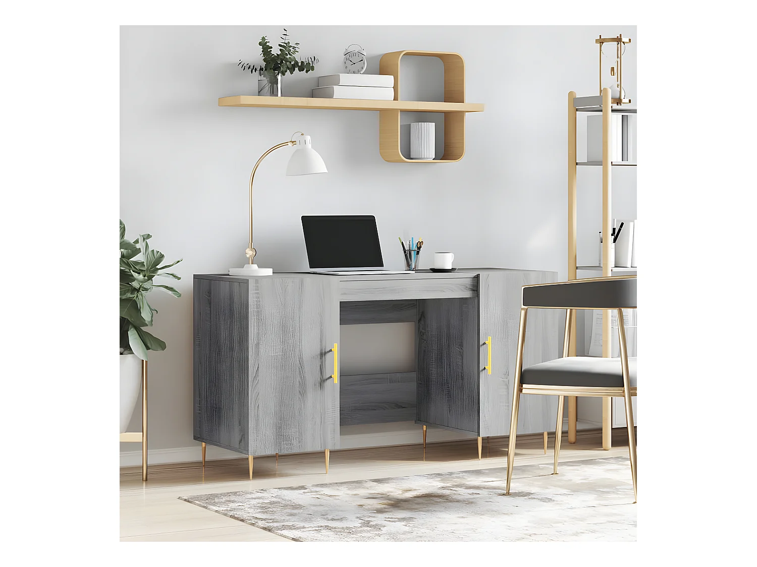 Bureau sonoma gris 140x50x75 cm bois d'ingénierie