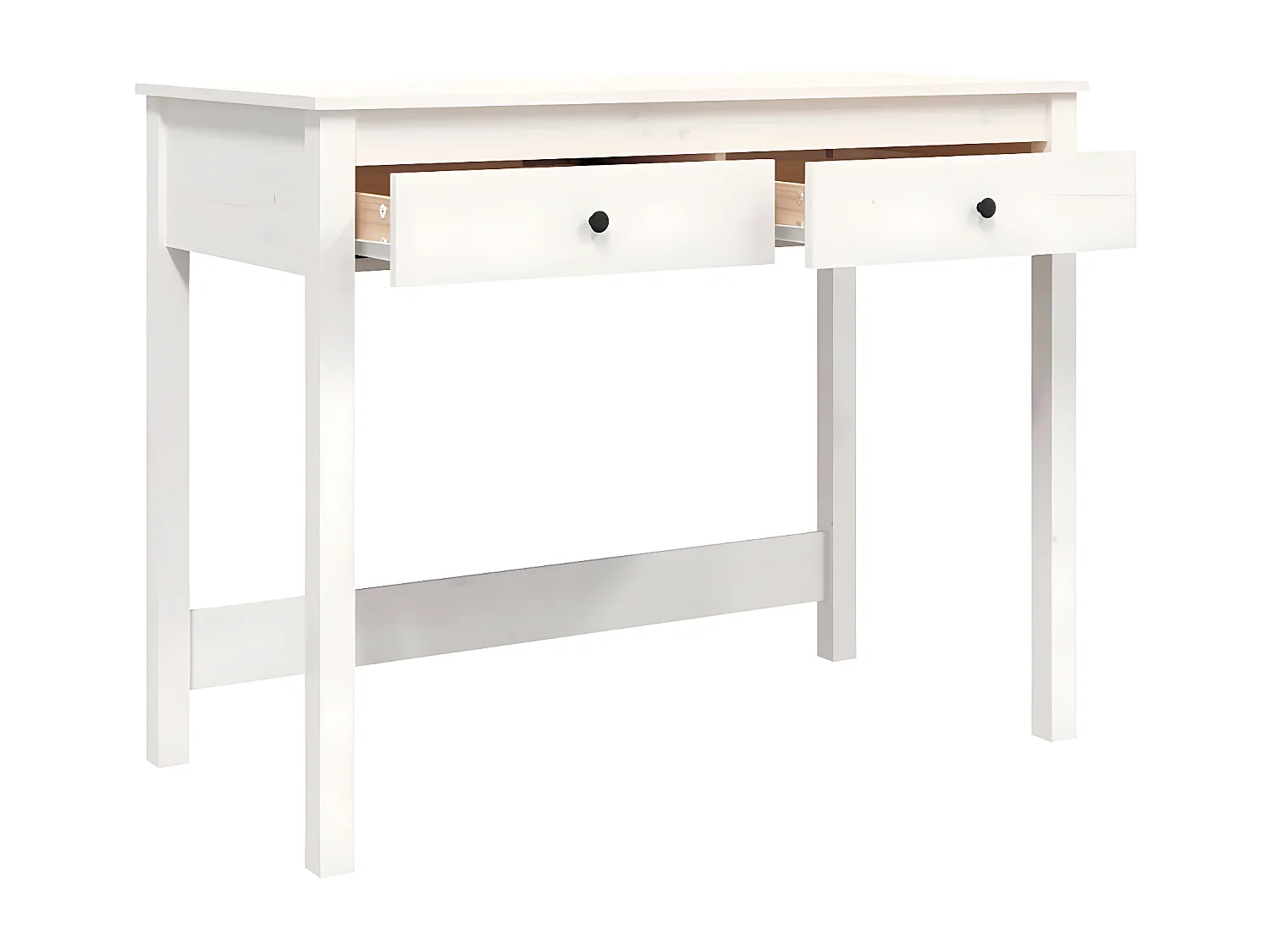 Secretária com gavetas 100x50x78 cm pinho maciço branco