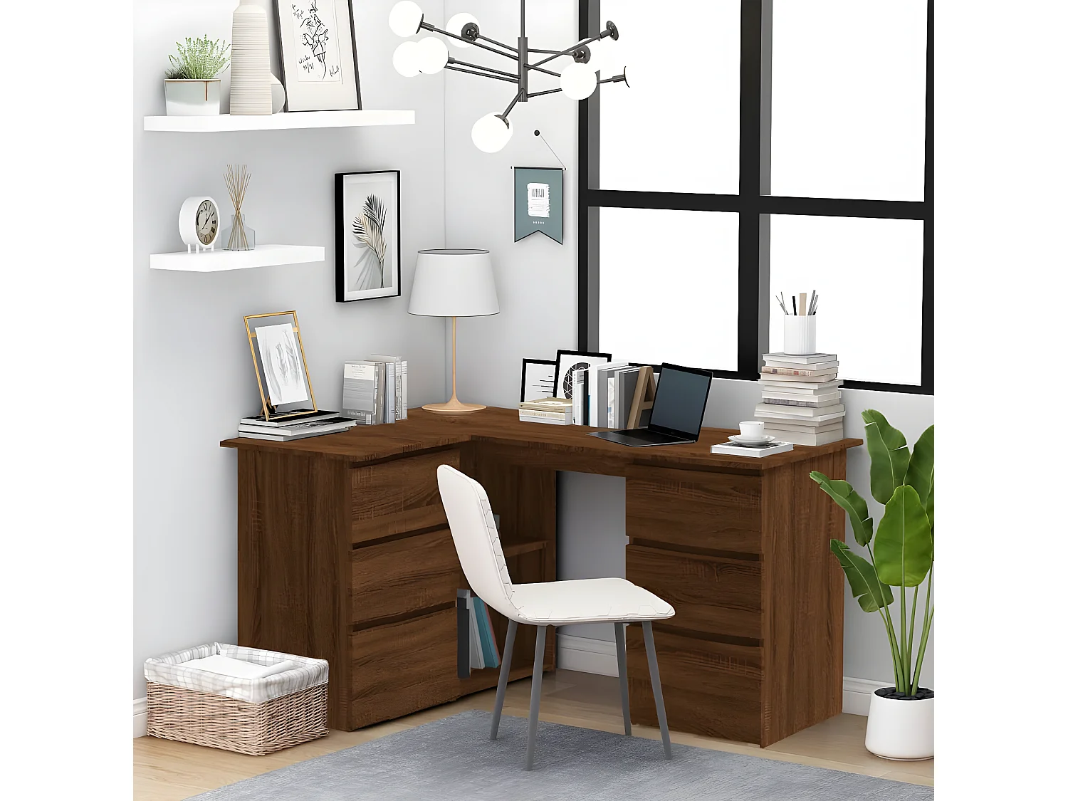 Bureau d'angle Chêne marron 145x100x76 cm Bois d'ingénierie