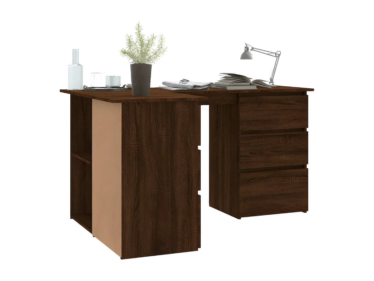 Bureau d'angle Chêne marron 145x100x76 cm Bois d'ingénierie