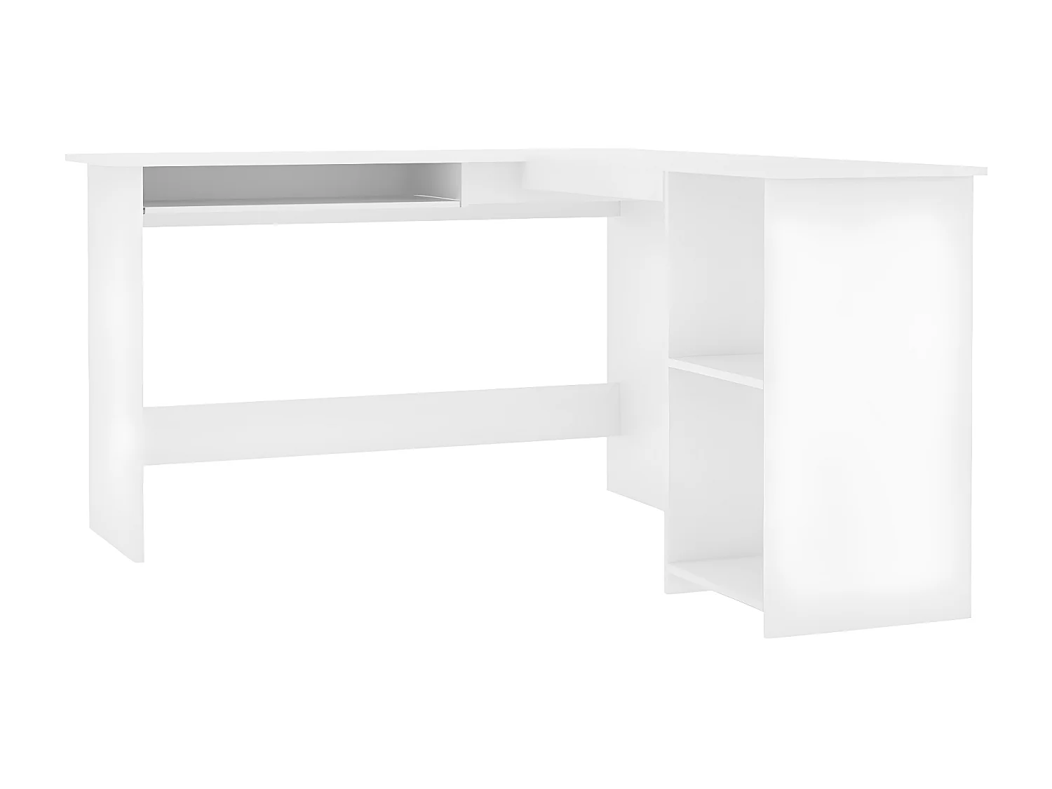 Hoekbureau L-vormig 120x140x75 cm bewerkt hout wit