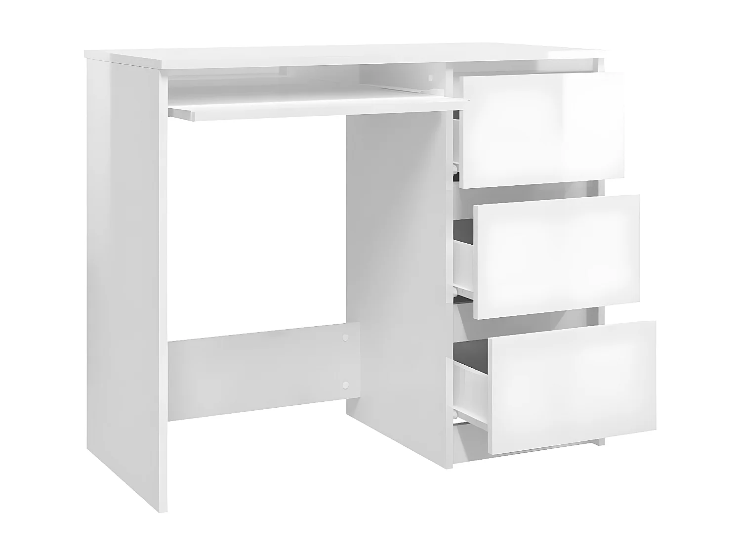 Bureau 90x45x76 cm bewerkt hout hoogglans wit