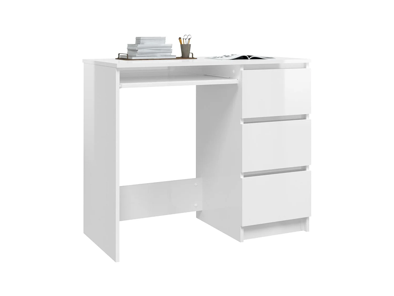 Bureau Blanc brillant 90x45x76 cm Aggloméré