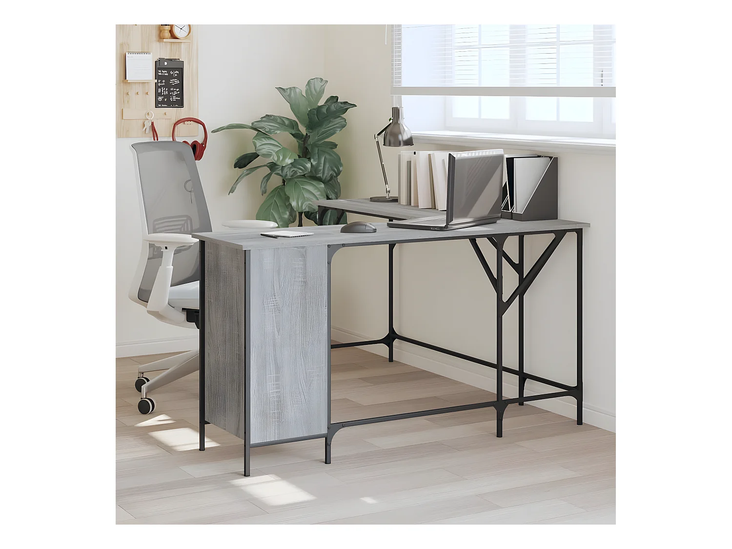 Bureau sonoma gris 141x141x75 cm bois d'ingénierie