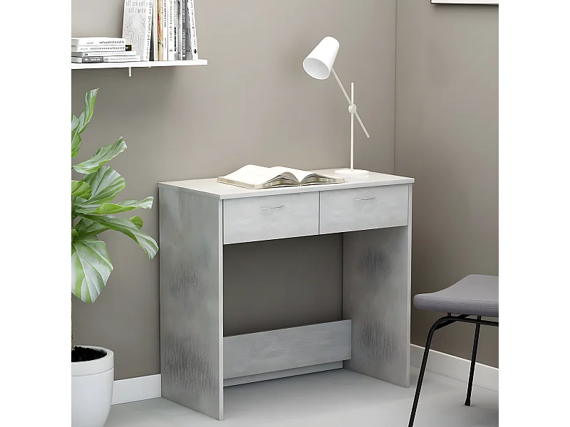 Secretária 80x40x75 cm contraplacado cinzento cimento