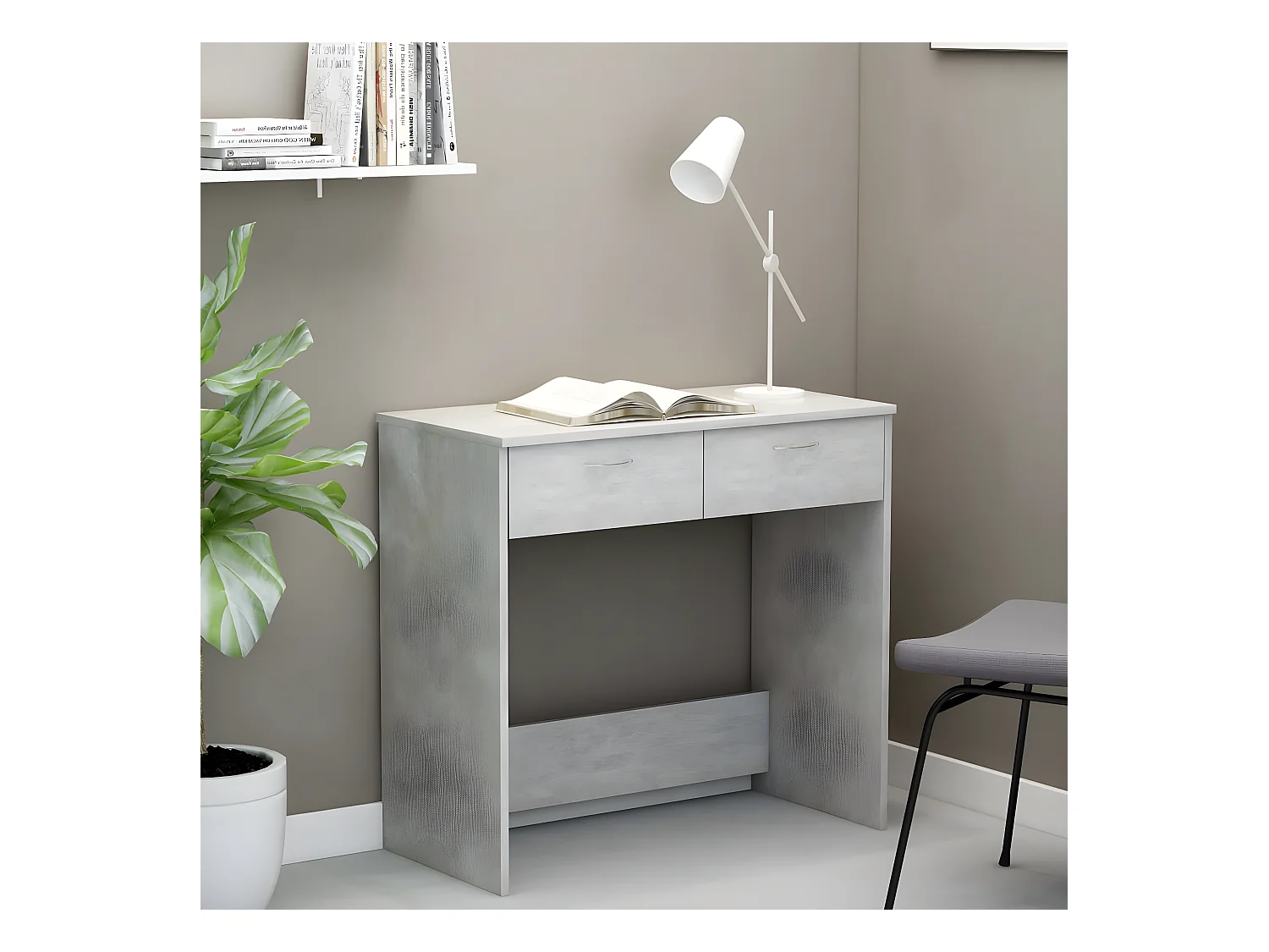 Bureau Gris béton 80x40x75 cm Aggloméré