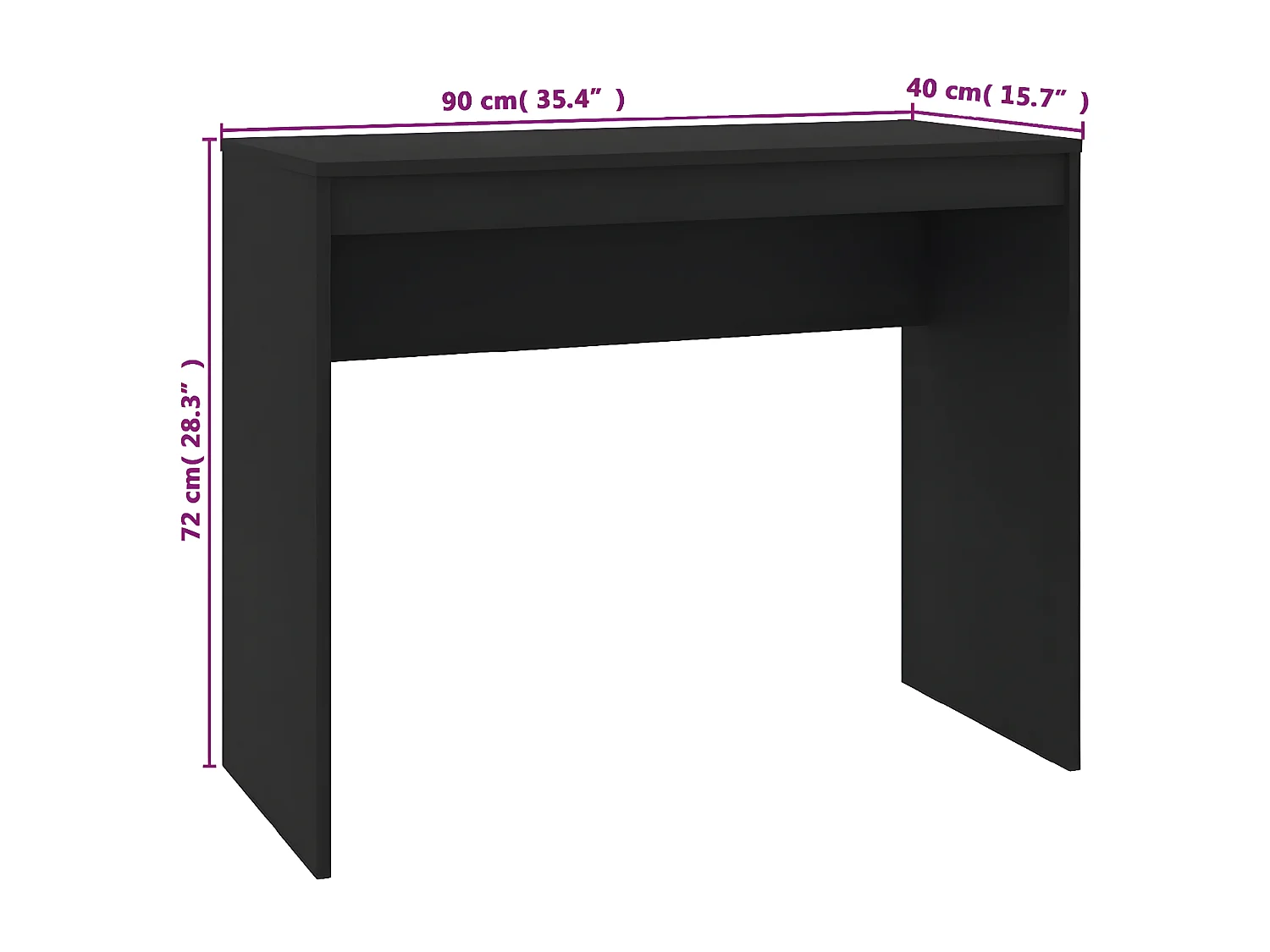 Bureau 90x40x72 cm bewerkt hout zwart