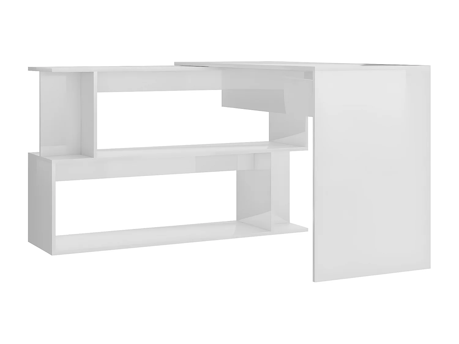 Bureau d'angle Blanc brillant 200x50x76 cm Aggloméré