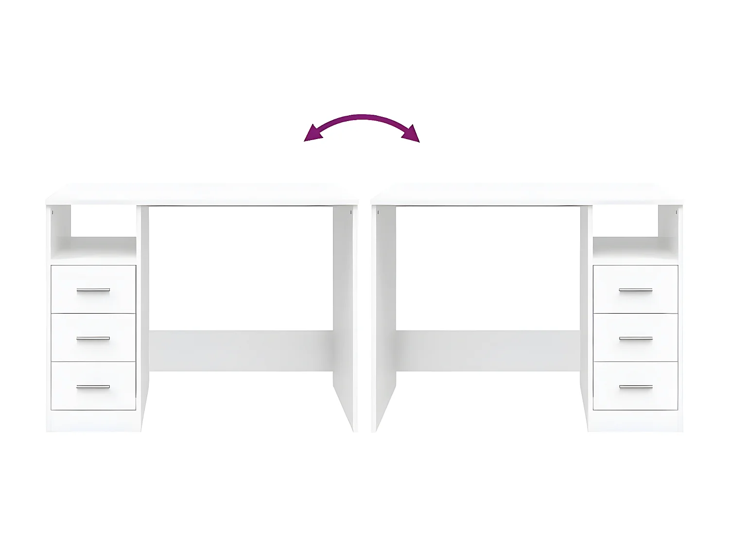 Bureau avec tiroirs Blanc 102x50x76 cm Bois d'ingénierie