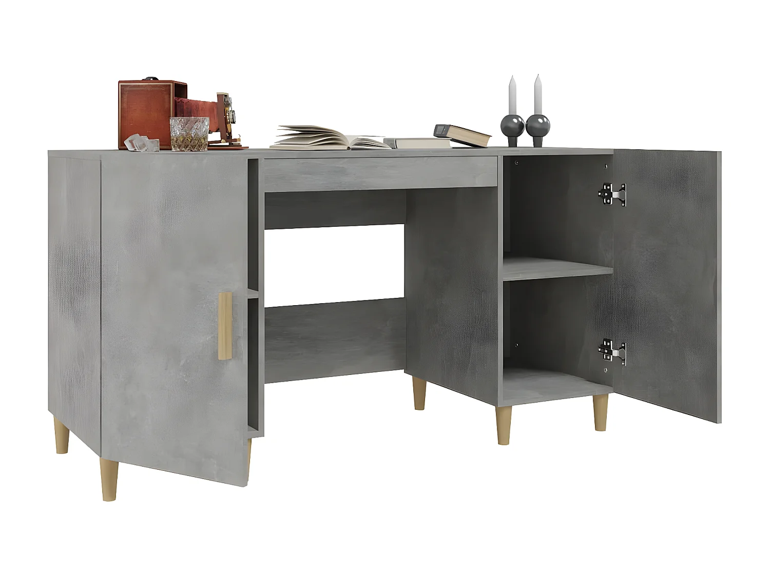 Bureau Gris béton 140x50x75 cm Bois d'ingénierie