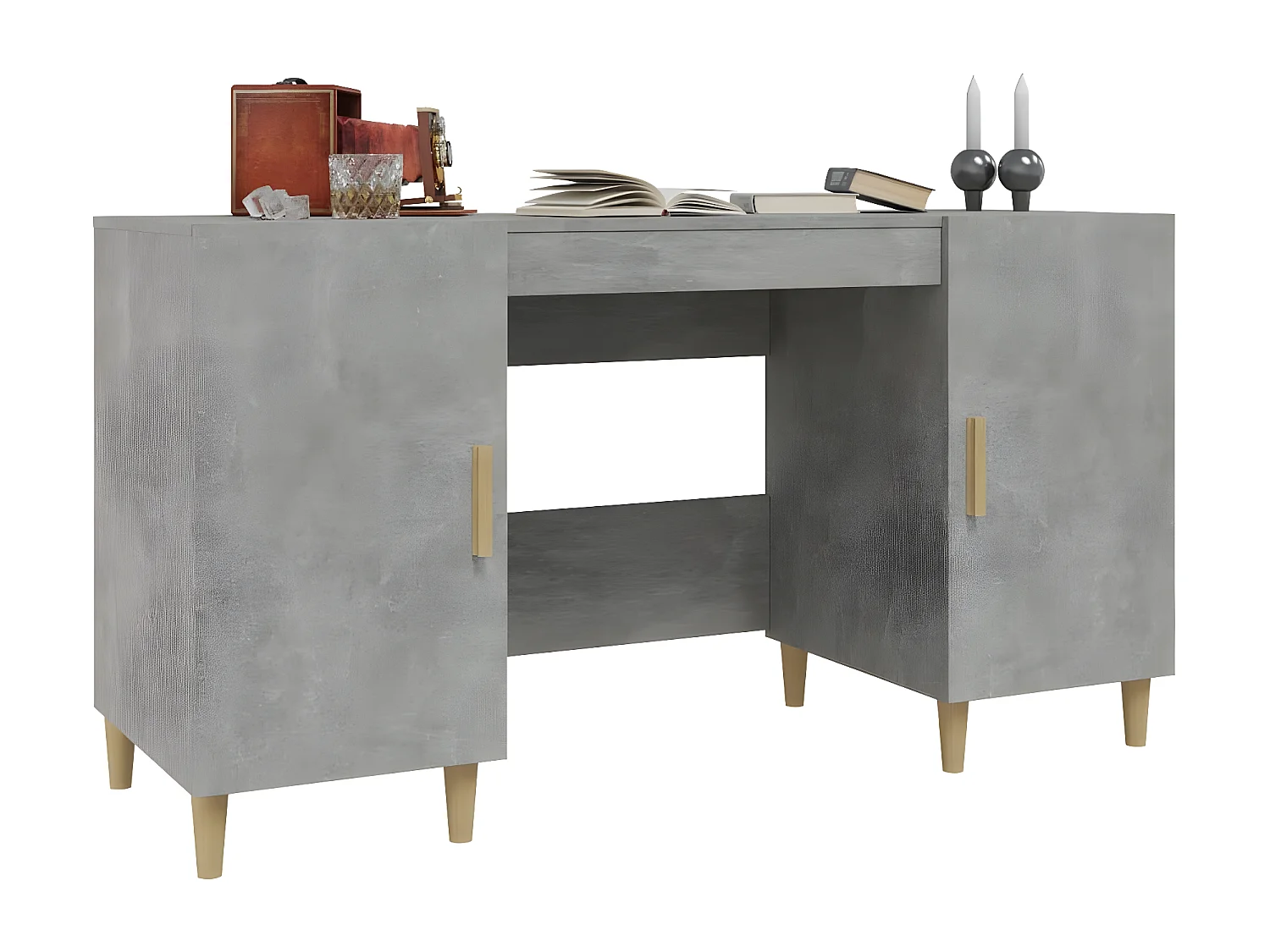 Bureau Gris béton 140x50x75 cm Bois d'ingénierie