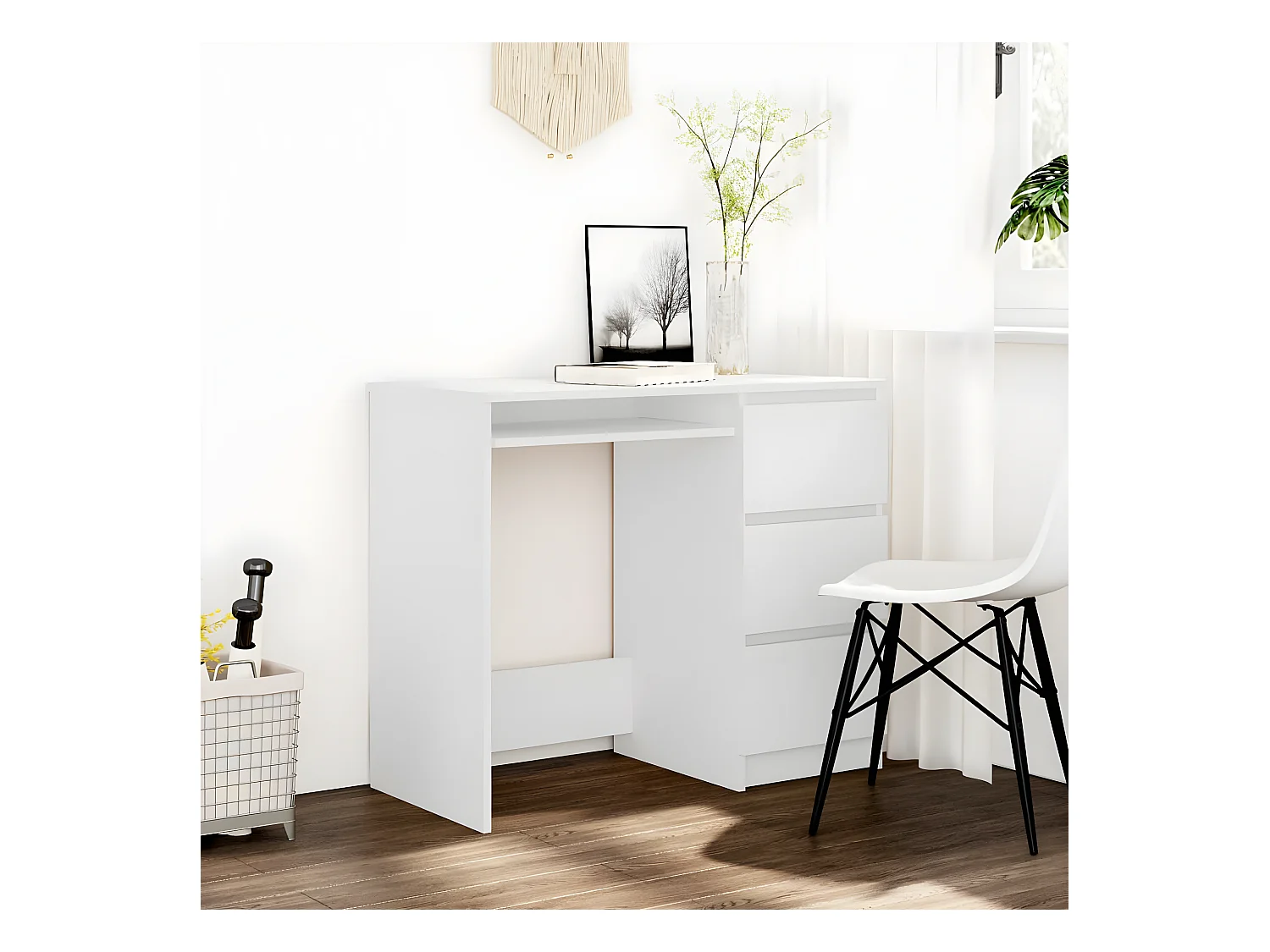 Bureau Blanc 90x45x76 cm Aggloméré