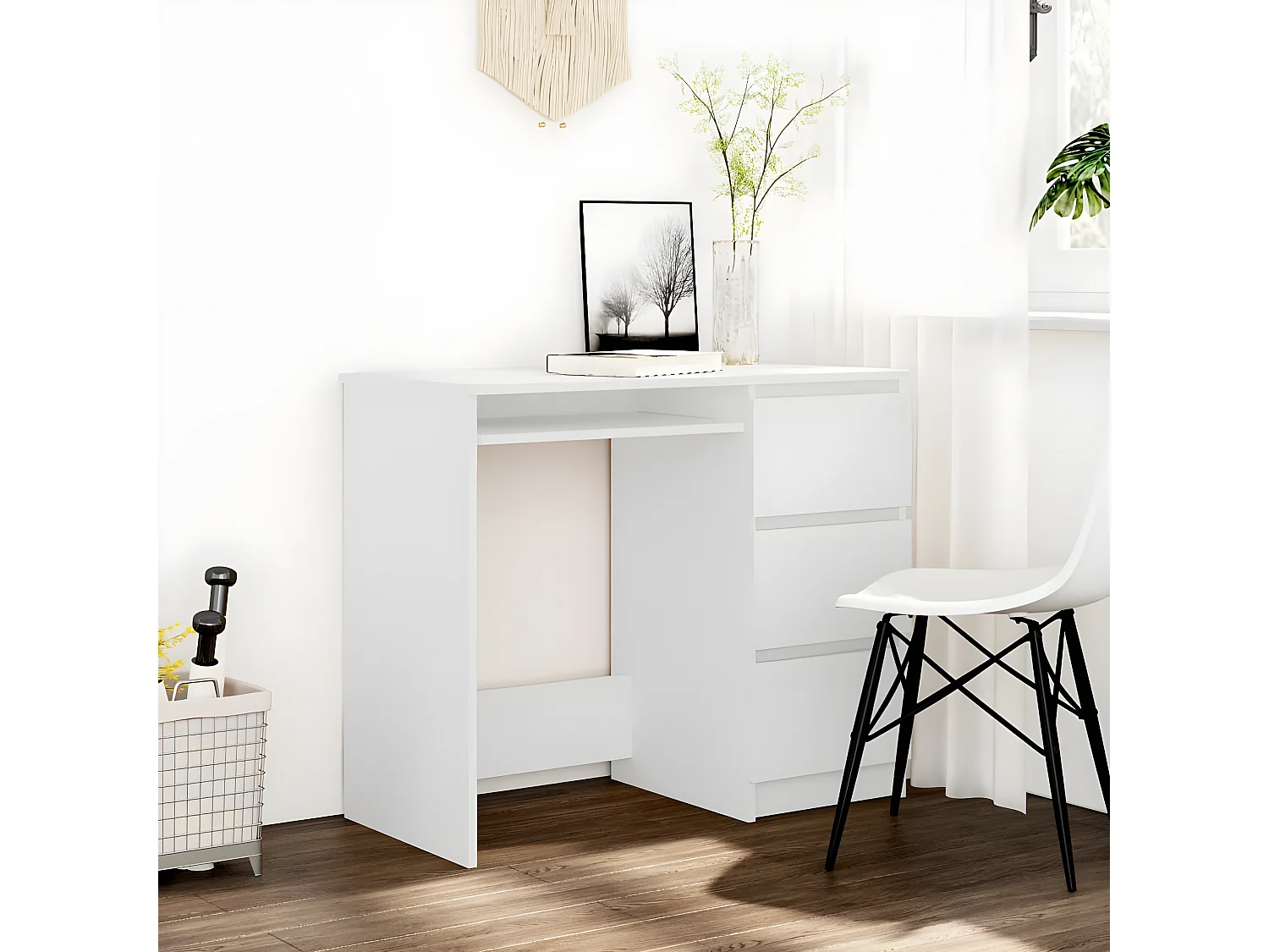 Bureau Blanc 90x45x76 cm Aggloméré