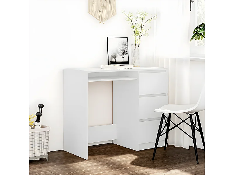 Bureau Blanc 90x45x76 cm Aggloméré