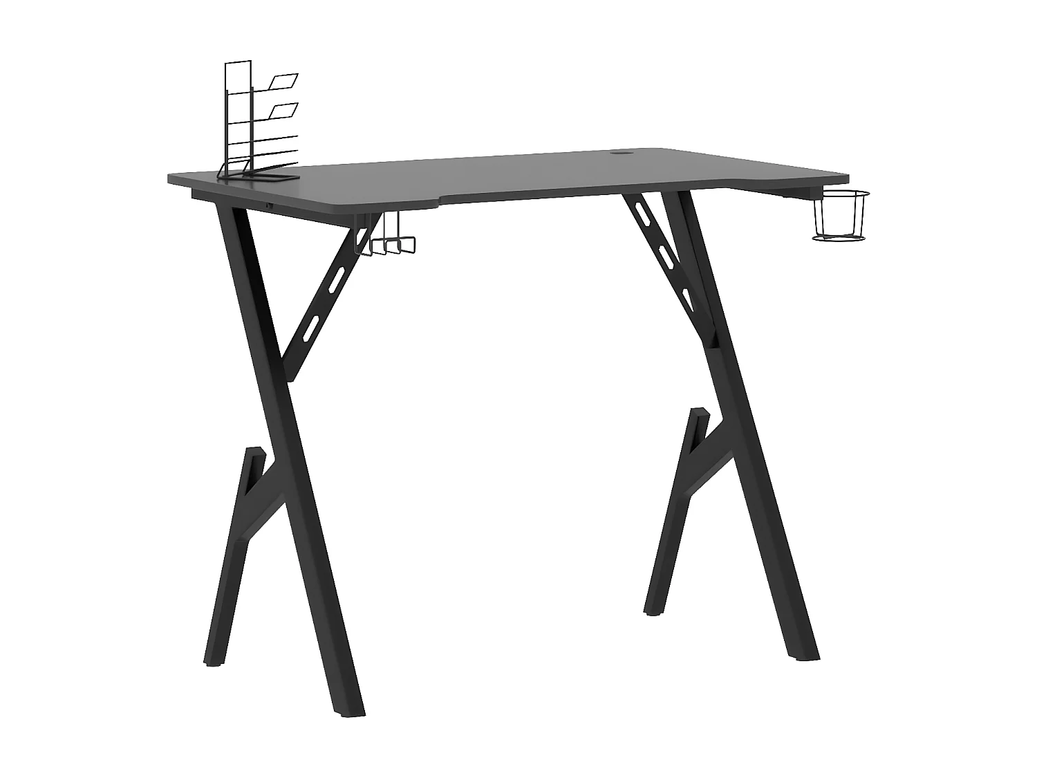 Bureau de jeu avec pieds en forme de Y Noir 90x60x75 cm