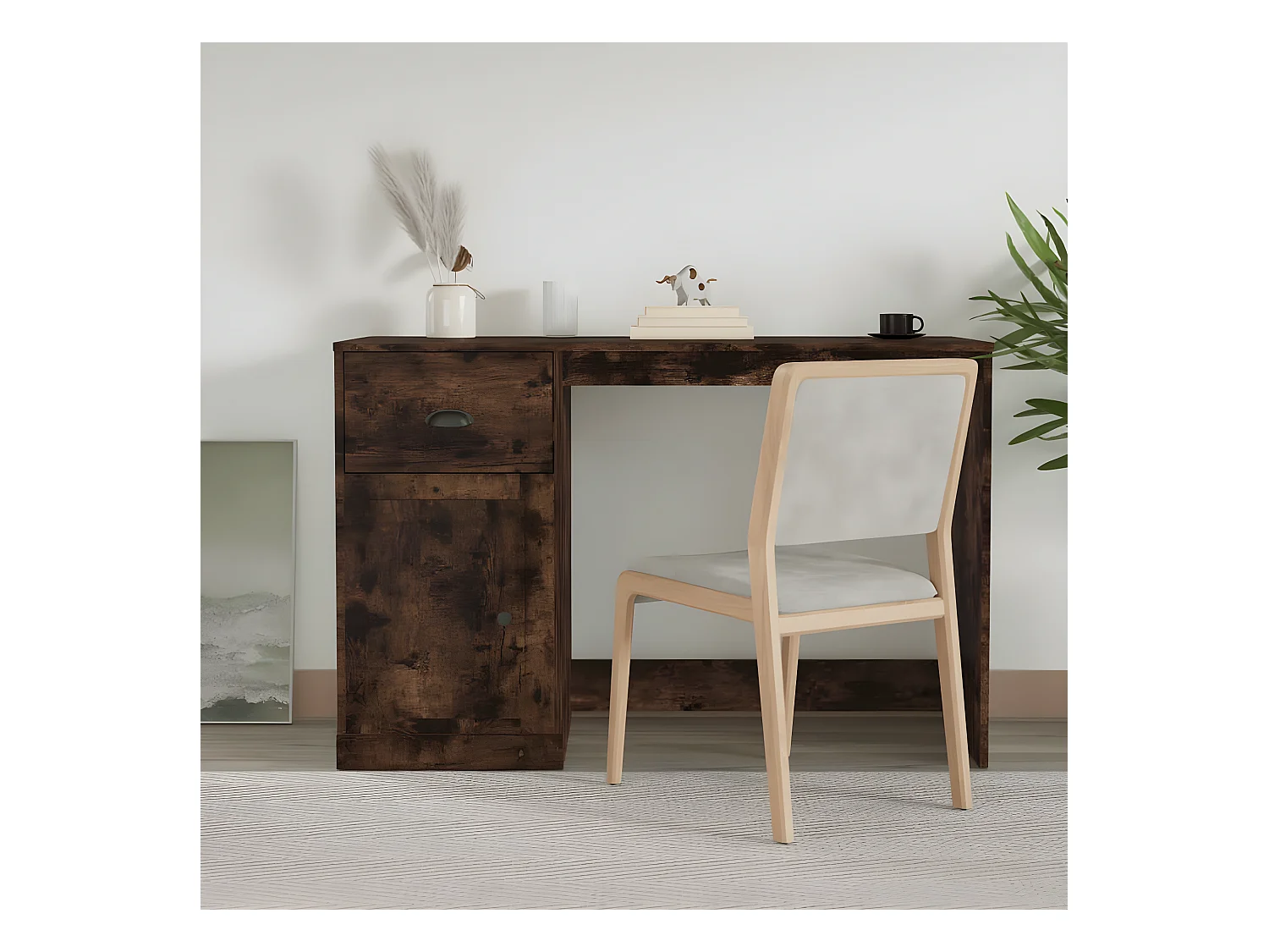Bureau avec tiroir chêne fumé 115x50x75 cm bois d'ingénierie