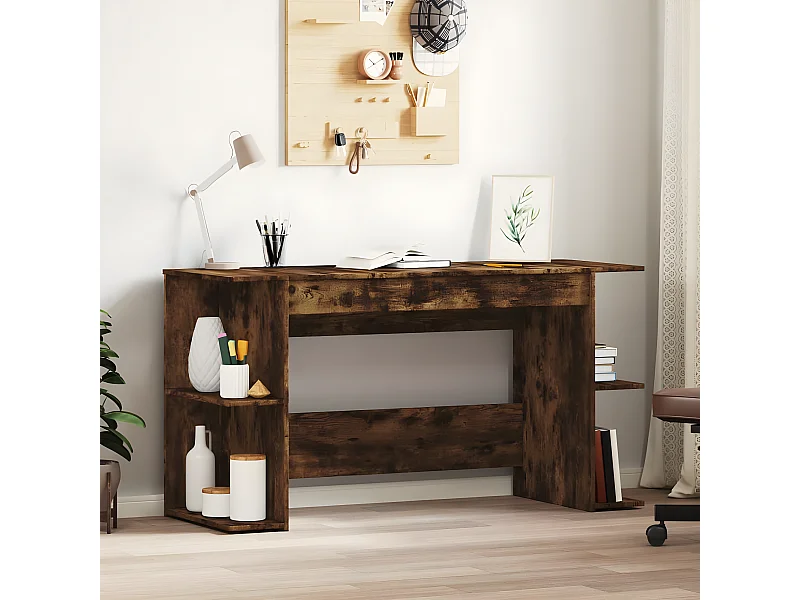 Bureau chêne fumé 140x50x75 cm bois d'ingénierie