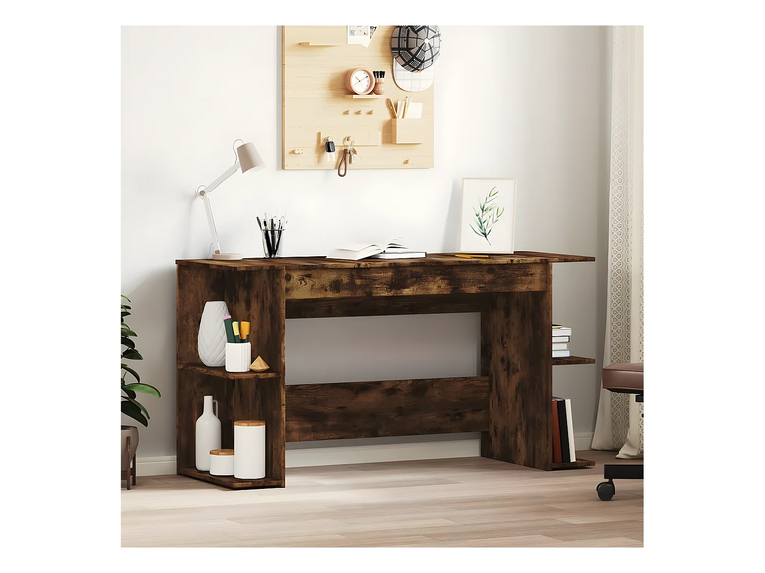 Escritorio madera de ingeniería roble ahumado 140x50x75 cm