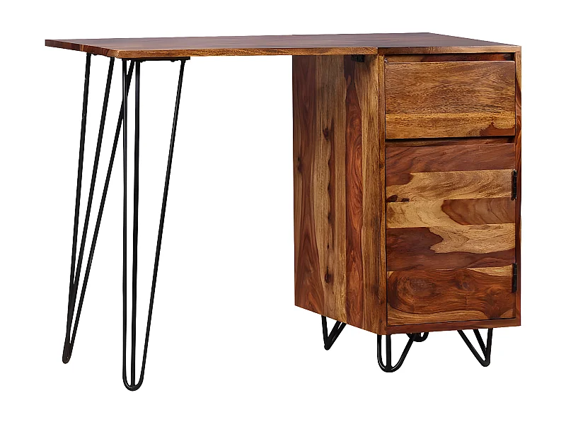 Bureau avec 1 tiroir et 1 armoire Bois massif de Sesham