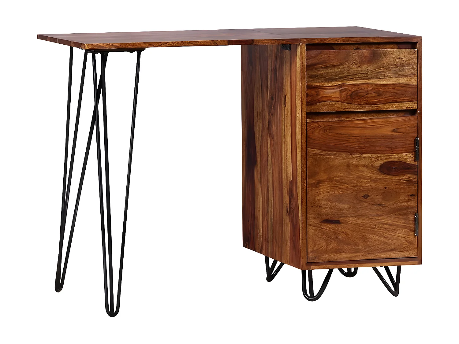 Bureau avec 1 tiroir et 1 armoire Bois massif de Sesham