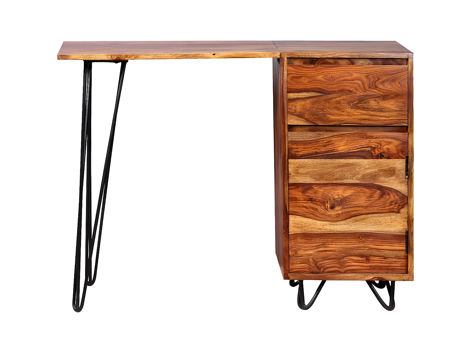 Bureau avec 1 tiroir et 1 armoire Bois massif de Sesham