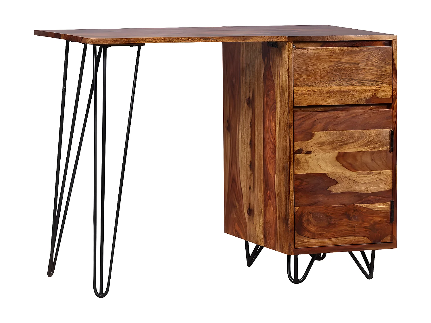 Bureau avec 1 tiroir et 1 armoire Bois massif de Sesham