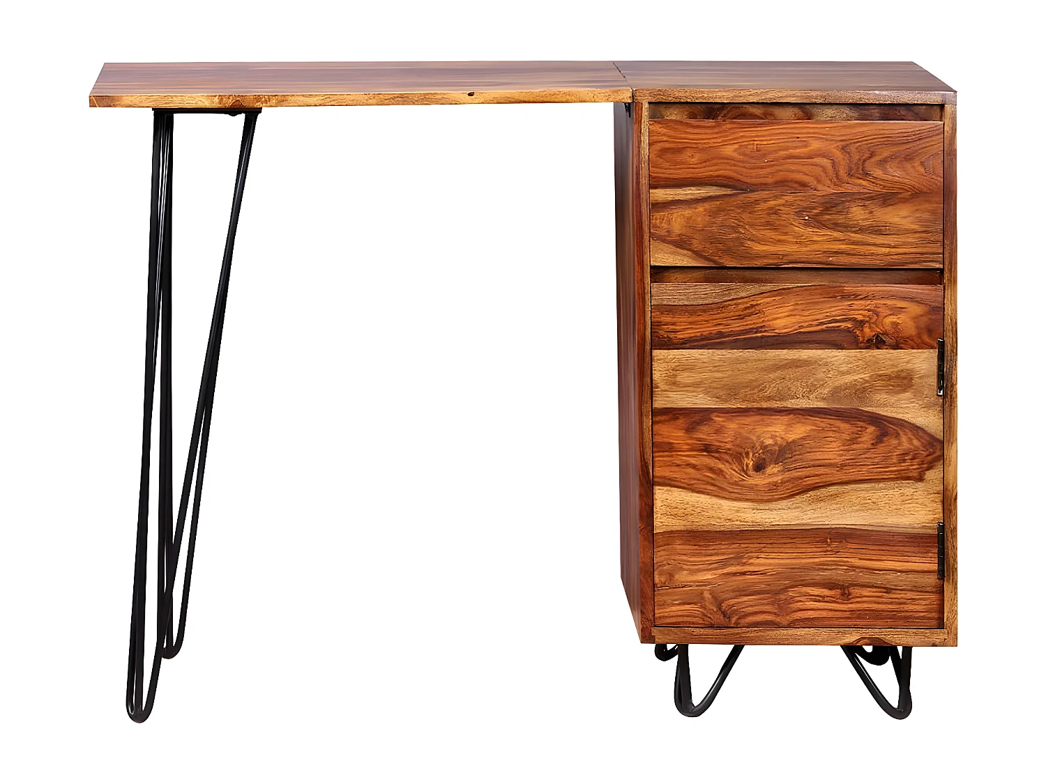 Bureau avec 1 tiroir et 1 armoire Bois massif de Sesham