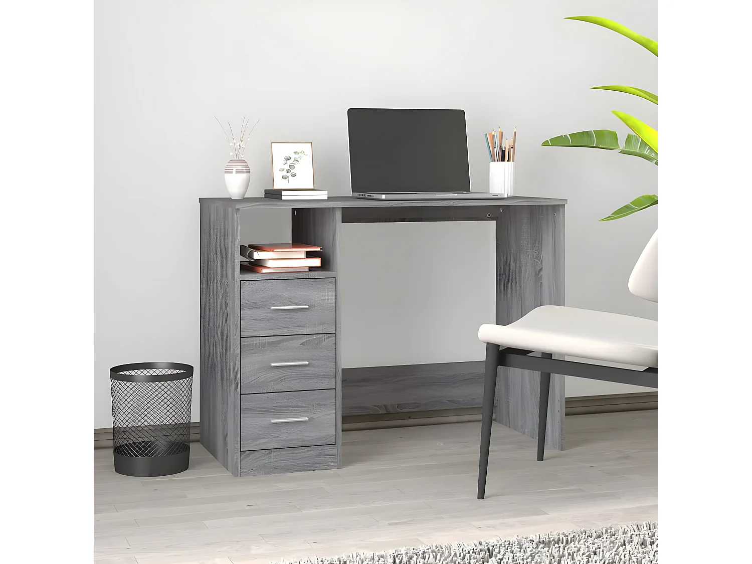 Bureau avec tiroirs Sonoma gris 102x50x76 cm Bois d'ingénierie