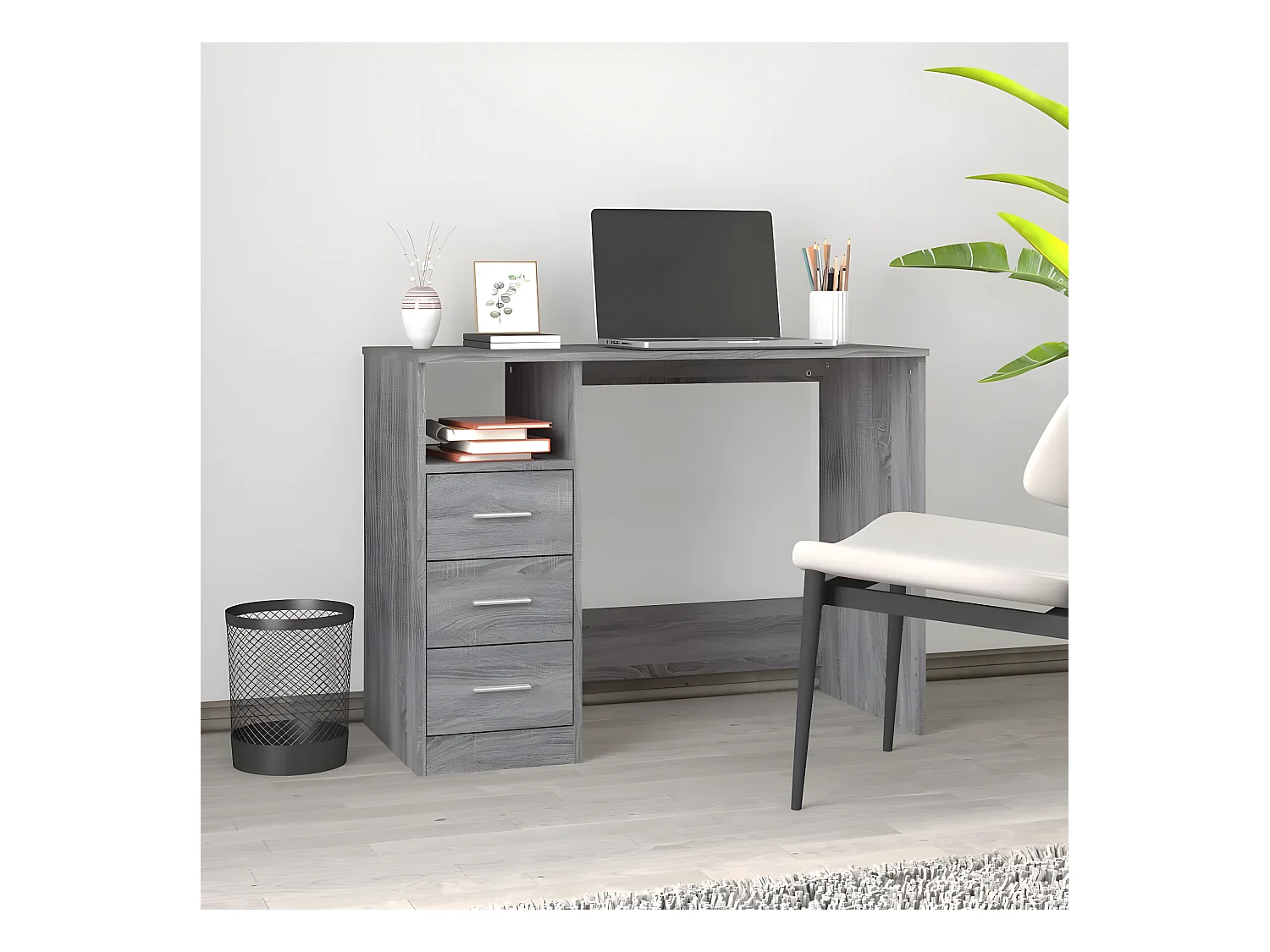 Bureau avec tiroirs Sonoma gris 102x50x76 cm Bois d'ingénierie