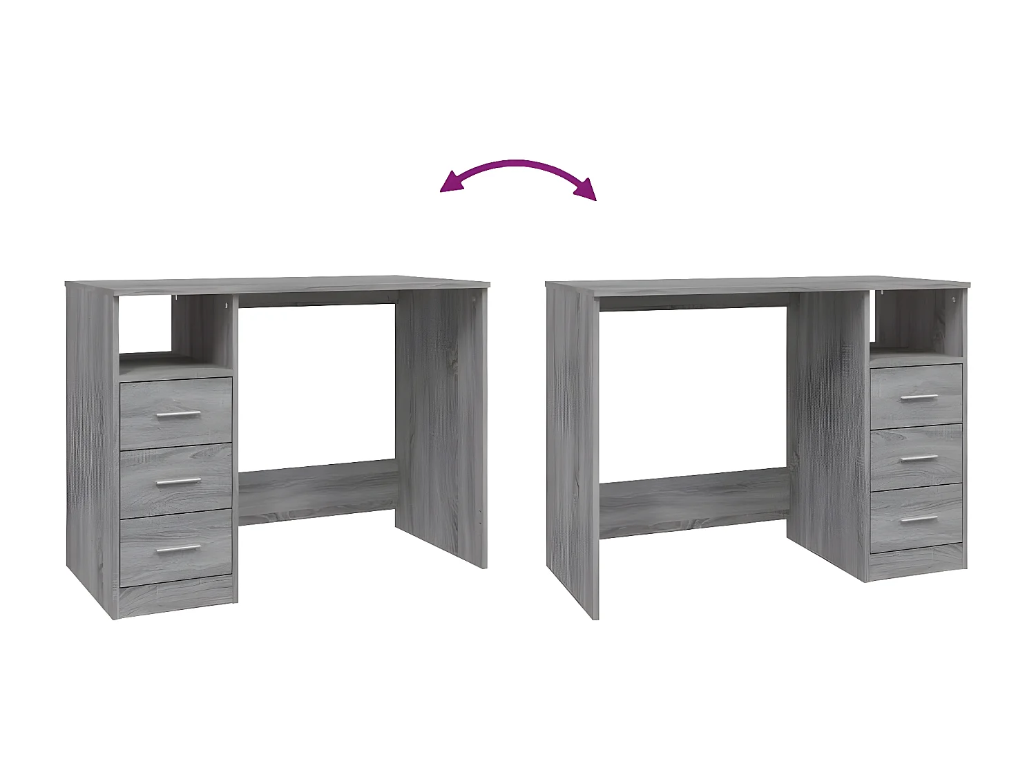 Bureau avec tiroirs Sonoma gris 102x50x76 cm Bois d'ingénierie